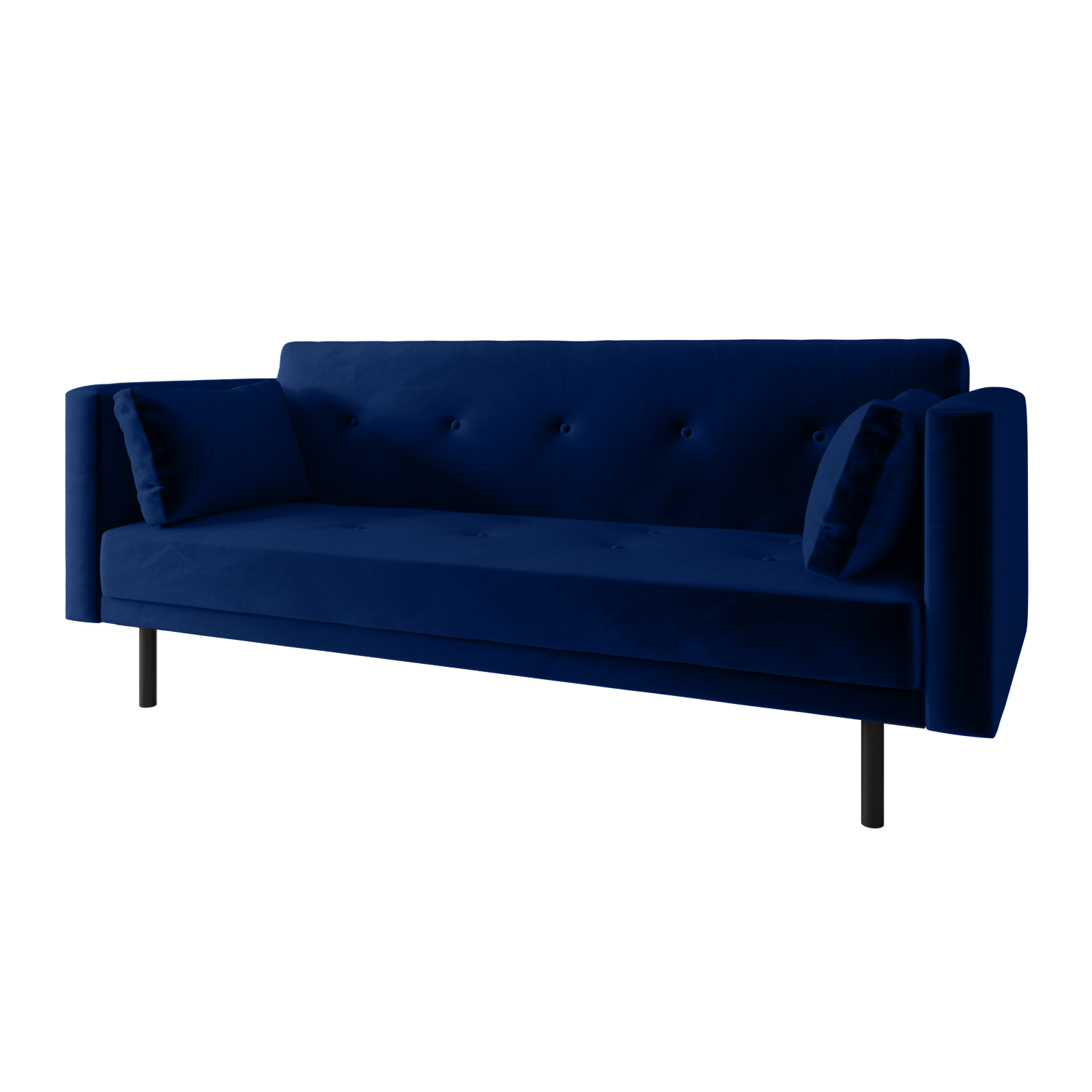 Velvet Click Clack Sofa Bed Seats 3 Navy All On Tick